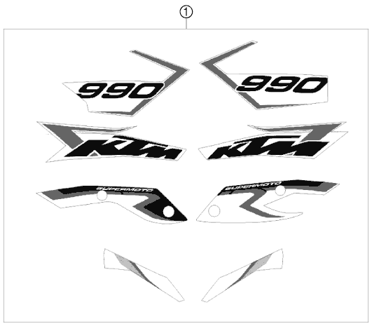 vue éclatée kit déco - ktm 990 supermoto r 2009