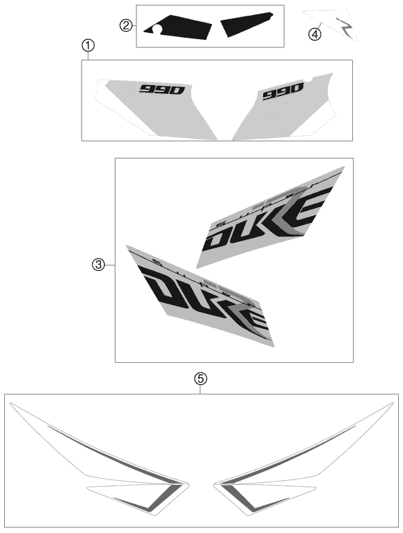 vue éclatée kit déco - ktm 990 super duke r fr 2012