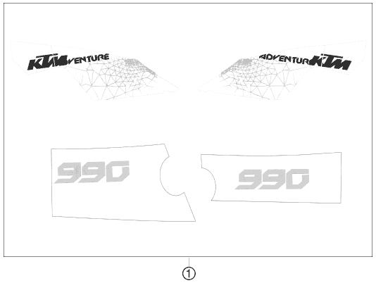 vue éclatée kit déco - ktm 990 adventure white abs 10 2010