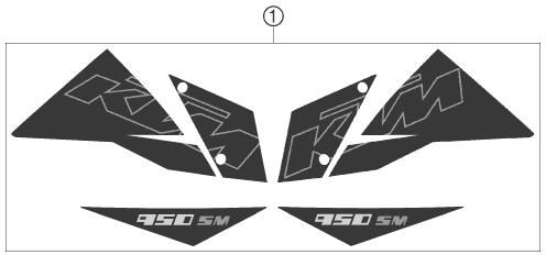 vue éclatée kit déco - ktm 950 supermoto black 2005