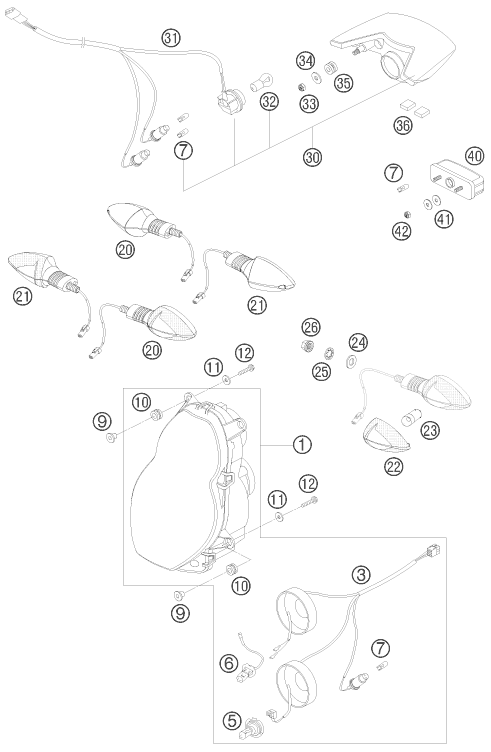 vue éclatée éclairage - ktm 990 adventure s 2006