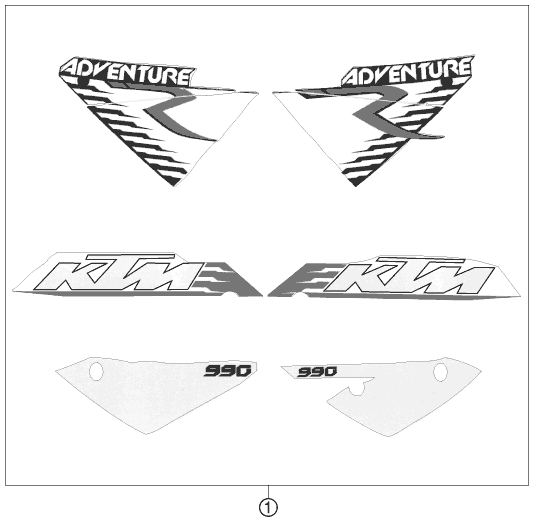 vue éclatée kit déco - ktm 990 adventure r 2012