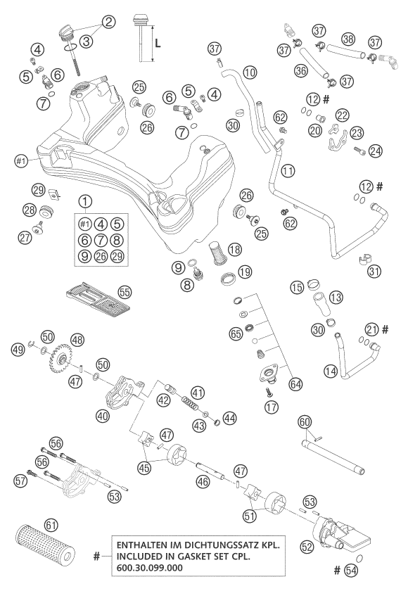 vue éclatée système de lubrification - ktm 1190 rc 8 eu 2007
