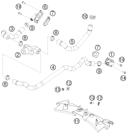 vue éclatée système d'air secondaire - ktm 1190 rc 8 black eu 2009
