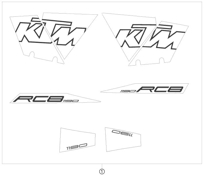 vue éclatée kit déco - ktm 1190 rc8 white eu 2010
