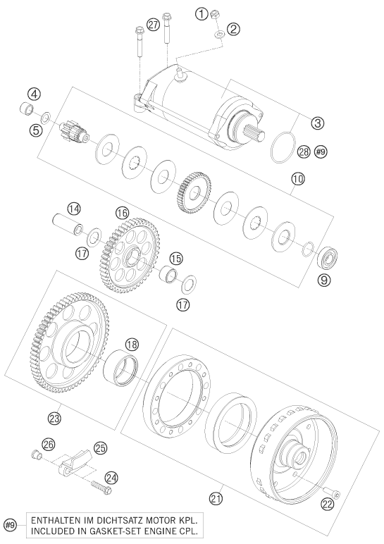 vue éclatée démarreur électrique - ktm 1190 rc8 white eu 2010