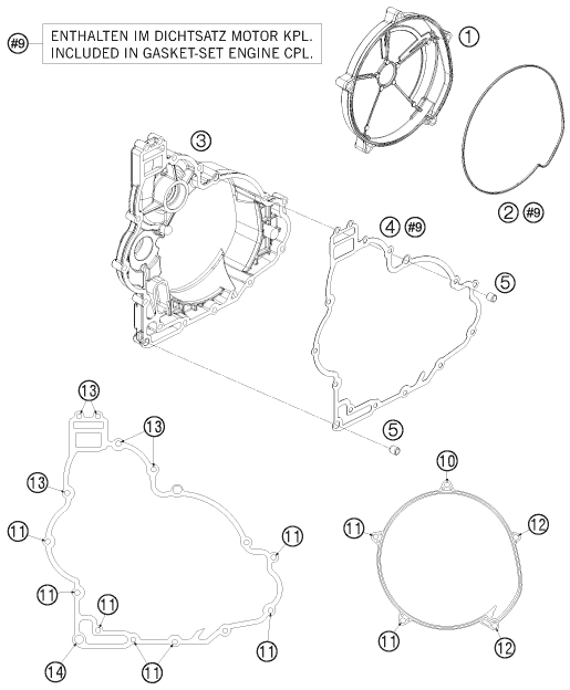 vue éclatée couvercle d’embrayage - ktm 1190 rc8 white eu 2010