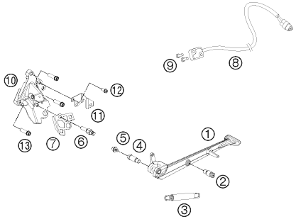 vue éclatée béquille latérale / béquille centrale - ktm 1190 rc8 r white eu 2011