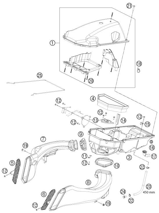 vue éclatée filtre à air - ktm 1190 rc8 r black eu 2012