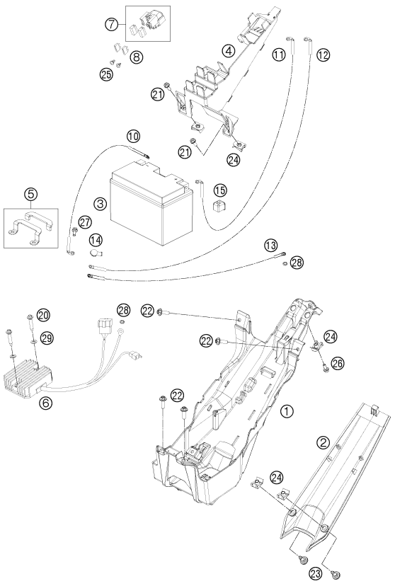 vue éclatée batterie - ktm 1190 rc8 r white eu 2012