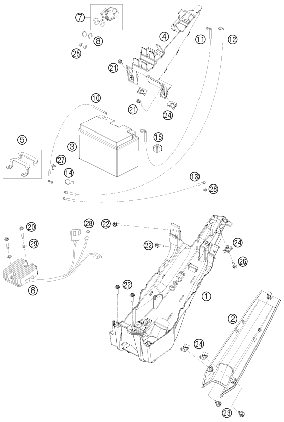 vue éclatée batterie - ktm 1190 rc8r track eu 2012