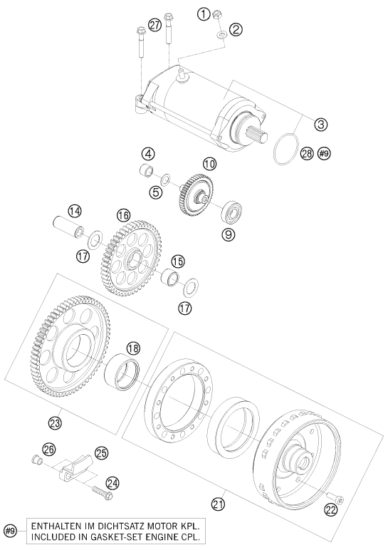 vue éclatée démarreur électrique - ktm 1190 rc8r track eu 2012