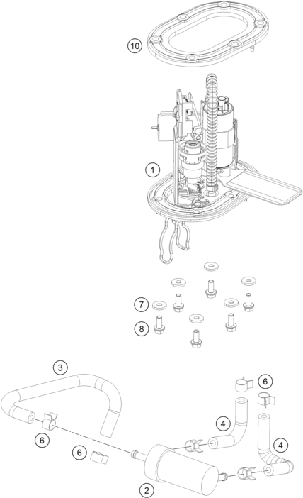 vue éclatée pompe à essence - ktm 200 duke or. w/o abs ckd 14 cn 2014