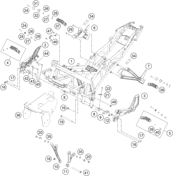 vue éclatée cadre - ktm rc 390 white / abs eu 2015
