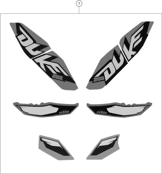 vue éclatée kit déco - ktm 200 duke or. w/o abs ckd 15 my 2015