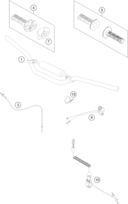 vue éclatée guidon, armatures - ktm 50 sx mini eu 2013