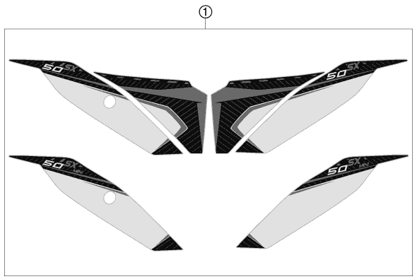 vue éclatée kit déco - ktm 50 sx mini eu 2013