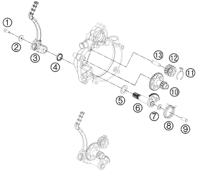 vue éclatée démarreur kick - ktm 50 sx mini eu 2013