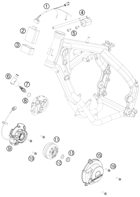 vue éclatée système de allumage - ktm 65 sx eu 2013