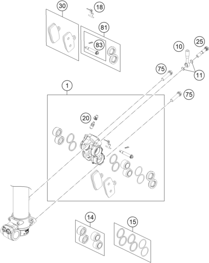 vue éclatée maître cylindre de frein - ktm 85 sx 17/14 eu 2013