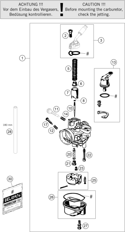 vue éclatée carburateur - ktm 50 sx mini eu 2015