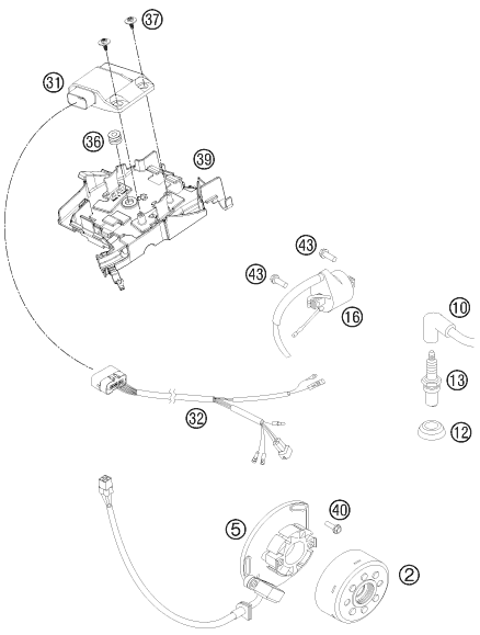 vue éclatée système de allumage - ktm 125 sx eu 2013