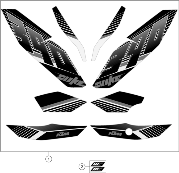 vue éclatée kit déco - ktm 390 duke bl. abs ckd 16 co 2016