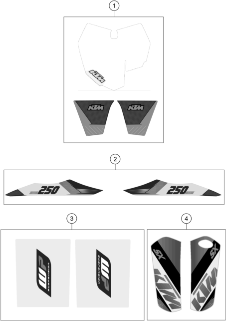vue éclatée réservoir, selle - ktm 250 sx eu 2015