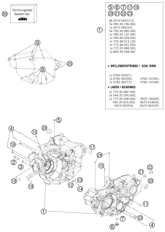 vue éclatée carter moteur - ktm 350 sx-f eu 2013
