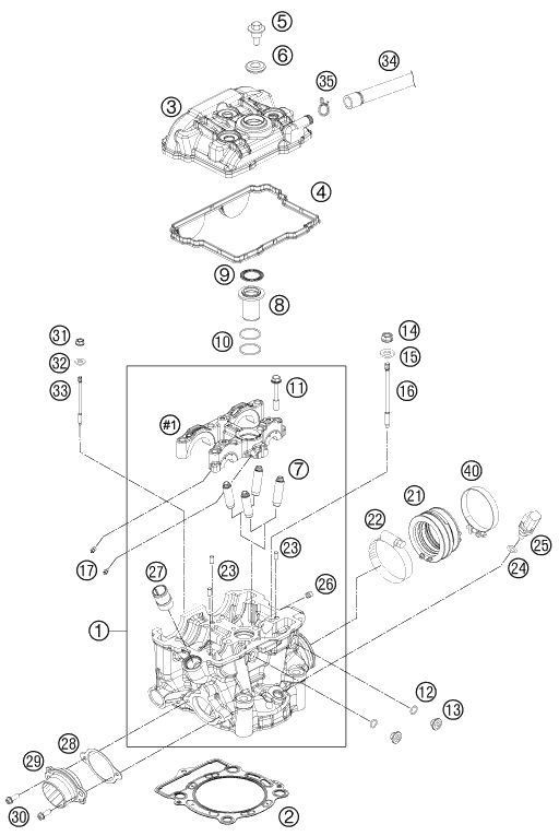 vue éclatée culasse - ktm 350 sx-f eu 2013