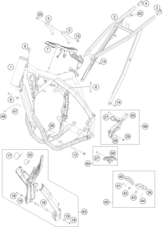vue éclatée guidon, armatures - ktm 350 sx-f eu 2015