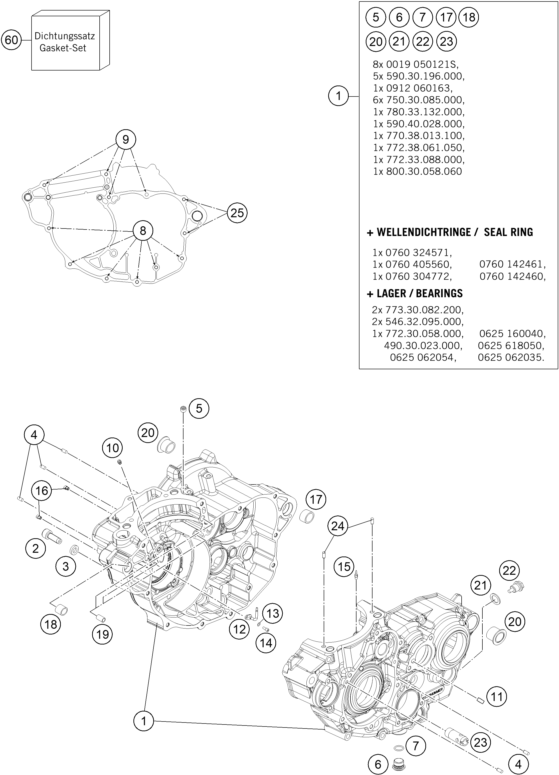 vue éclatée carter moteur - ktm 350 sx-f eu 2015