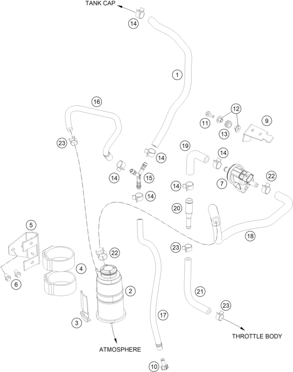 vue éclatée filtre à charbon actif - ktm 390 duke white abs ckd th 2015