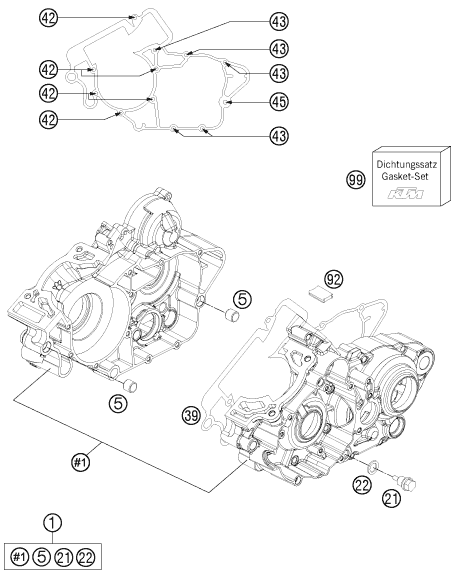 vue éclatée carter moteur - ktm 200 exc eu 2013
