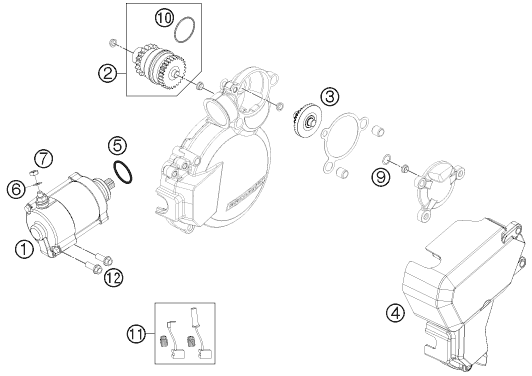 vue éclatée démarreur électrique - ktm 200 exc eu 2013