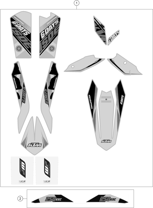 vue éclatée kit déco - ktm 250 exc six-days eu 2015