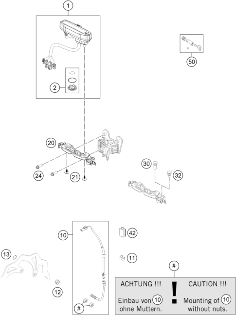 vue éclatée instruments / système de verrouillage - ktm 300 exc six-days eu 2015