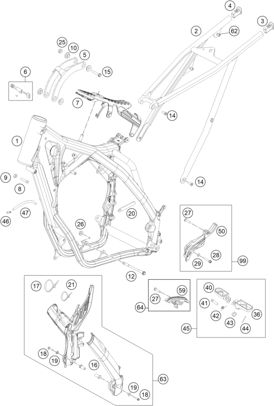 vue éclatée cadre - ktm 300 exc eu 2015