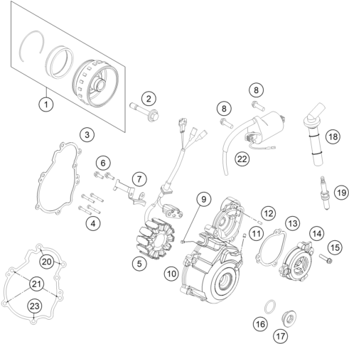 vue éclatée système de allumage - ktm 250 sx-f eu 2015