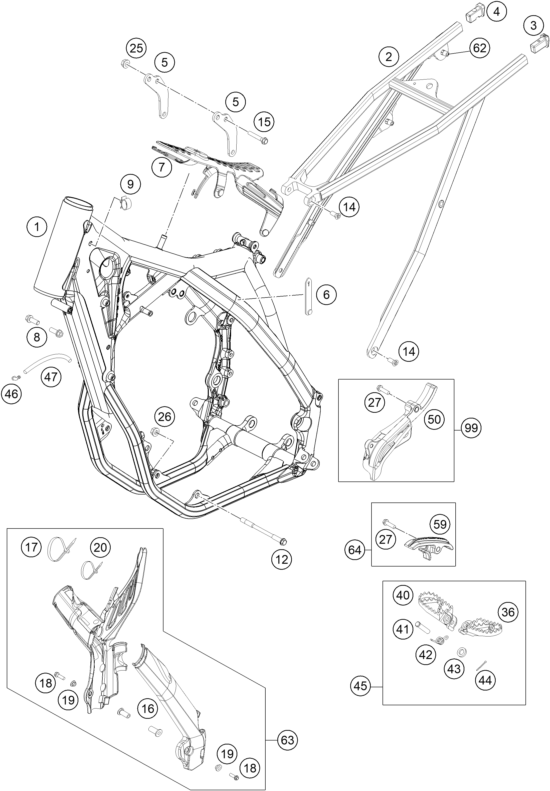 vue éclatée guidon, armatures - ktm 450 sx-f eu 2015