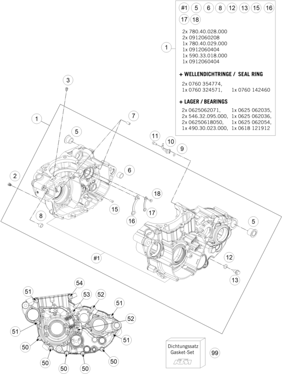 vue éclatée carter moteur - ktm 450 sx-f eu 2015