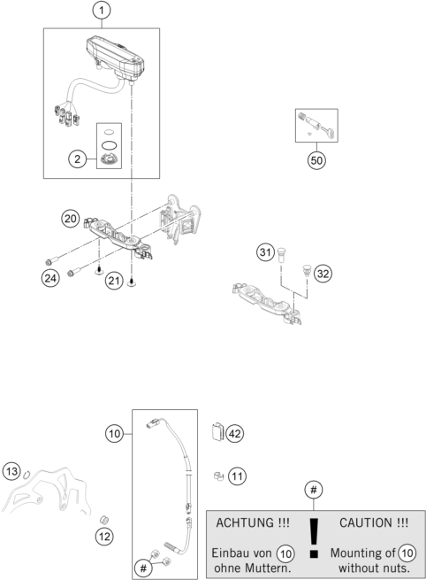 vue éclatée instruments / système de verrouillage - ktm 450 exc six days eu 2015
