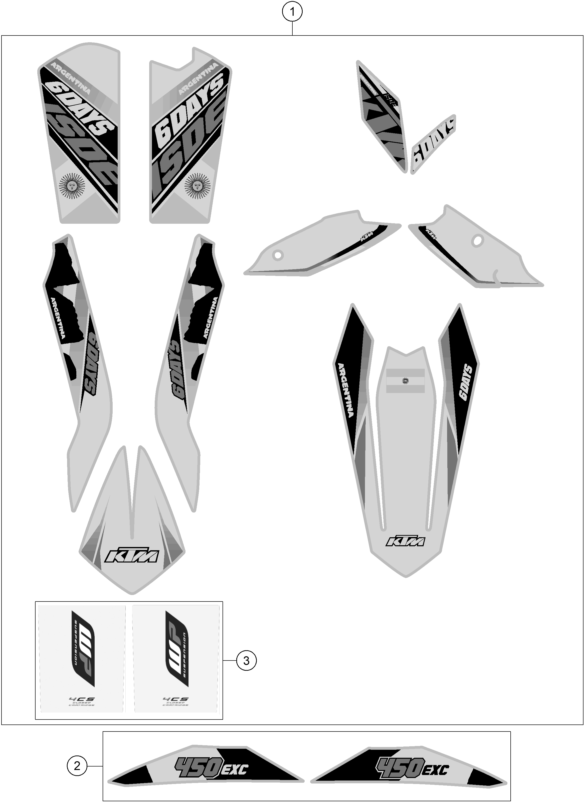 vue éclatée kit déco - ktm 450 exc six days eu 2015