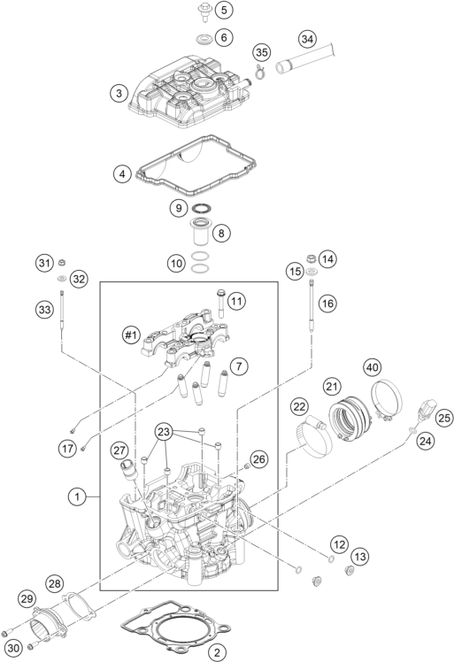 vue éclatée commande de distribution - ktm 250 exc-f eu 2015