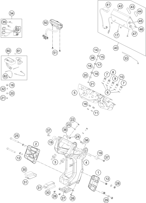 vue éclatée instruments / système de verrouillage - ktm 450 rally factory replica eu 2015