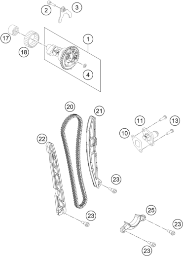vue éclatée mécanisme de commande - ktm 450 rally factory replica eu 2015