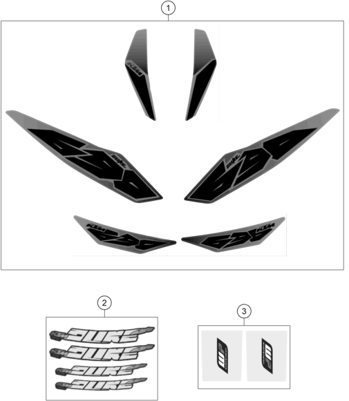 vue éclatée kit déco - ktm 690 duke black abs eu 2015