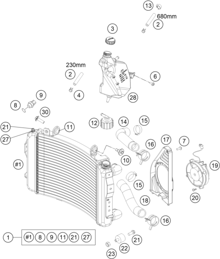 vue éclatée pompe à eau - ktm 690 duke black abs eu 2015