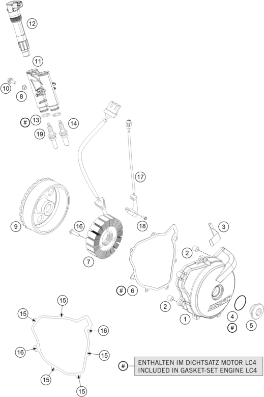 vue éclatée culasse - ktm 690 duke black abs eu 2015