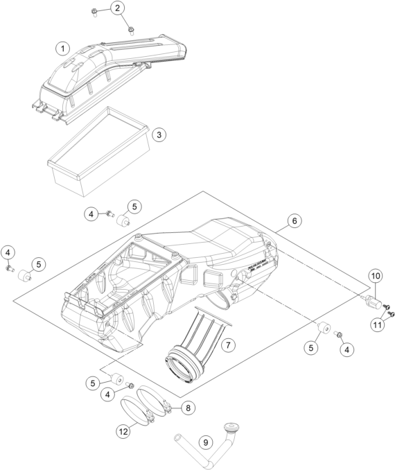 vue éclatée filtre à air - ktm 690 enduro r abs eu 2015